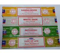 Satya Incense Sticks Set of 4 - Tree of Life, Patchouli, Sandalwood, White Sage by Sterling Effectz
