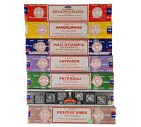Satya Incense Sticks Variety Pack of 7 | Assorted Premium Masala Incense Gift Set | Nag Champa, Sandalwood, Super Hit, Dragon’s Blood, Patchouli Forest | Home Fragrance & Meditation Joss Sticks