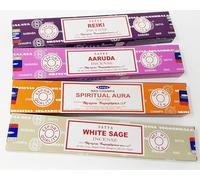 Satya Incense Sticks - White Sage, Spiritual Aura, Reiki, Aaruda: Purifying, grounding, sacred, Mystical, transcendent, uplifting, Harmonizing, healing, energy-balancing, transformative.