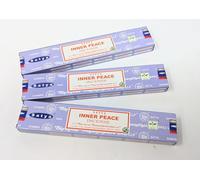 Satya Inner Peace Incense Sticks - 3 Pack with Wooden Holder | Natural Aromatic Sticks for Calm, Focus, and Relaxation | Long-Lasting Scent | Meditation & Home Fragrance Gift Set