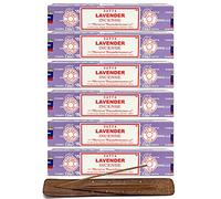 Satya Lavender Incense Sticks - 6 Pack of Fragrances With Nakshatra Incense Stick Holder | Each Box 15g Joss Stick Long Burning House Aroma Hex | For Meditation Yoga Aromatherapy By Nakshatra®