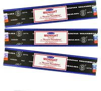 Satya Midnight Incense Sticks 15gram x 3 pack With Giftbrit Incense Sticks Holder for Meditation, Yoga, Relaxation, Healing and Positivity