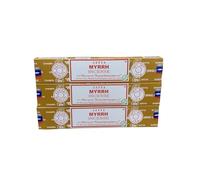 Satya Myrrh Incense Sticks - Sacred Resin Scent for Spiritual Protection & Grounding (Pack of 3 x 20 Sticks)