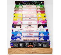 Satya Nag Champa and JRose Collections Combo Set of Incense Sticks and JR Incense Holder 12 Packs 15g, Multi Fragrances Set-MR2