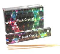 Satya Nag Champa Black Crystal Incense Sticks Pack of 12 (15 Gram Each). Amplifies vibrational frequency, Detoxification of Body, Mind, and Spirit, and protects your aura.