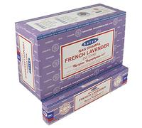 Satya Nag Champa French Lavender Agarbatti | Handrolled Masala Incense Sticks | 12 Packs of 15 Grams Each in a Box | Export Quality Product