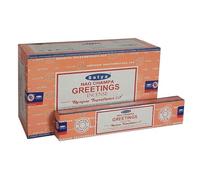 SATYA Nag Champa Greetings Agarbatti | Handrolled Masala Incense Sticks | 12 Packs of 15 Grams Each in a Box | Export Quality Product