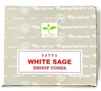 Satya Nag Champa Incense Cones, White Sage Scent, One Pack of 12 Cones (1, White Sage)