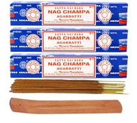 Satya, Nag Champa, Incense Sticks, 3 Packs, Agarbatti, With Free Holder