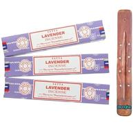 Satya Nag Champa Incense Sticks | x3 pack | with Booghe incense sticks holder (Lavender)