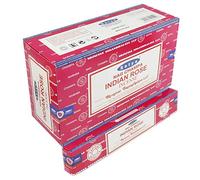 Satya Incense Sticks - Nag Champa Indian Rose, Handrolled Masala, 12 x 15g Box