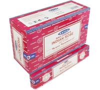 Satya Nag Champa Indian Rose Incense Sticks - 3 x 15g Boxes (Approx. 45 Sticks) with JRose Wooden Holder - Floral Aromatherapy for Meditation, Relaxation, Yoga, and Home Fragrance