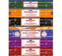 Satya Nag Champa Set Of 6 Incense Nag Champa Patchouli Midnight Sandalwood Sunrise Celestial By Satya