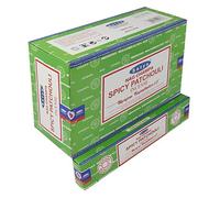Satya Nag Champa Spicy Patchouli Fragrance Incense Stick Pack Of 12 Aggarbatti Home Scent Fragrance Aromatherapy 15G X 12 Pack (180G)