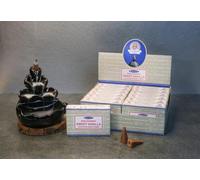 Satya Nag Champa Sweet Vanilla Backflow Incense Cones - Set of 12 Packs (144 Cones) with JRose Trolley Coin | Aromatic Backflow Dhoop Cone for Burners, Relaxation & Home Fragrance