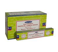 SATYA Nag Champa Tropical Lemon Grass Agarbatti | Handrolled Masala Incense Sticks | 12 Packs of 15 Grams Each in a Box | Export Quality Product