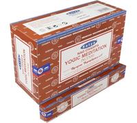 Satya Nag Champa Yogic Meditation Incense Sticks - 12 Packs of 15g with JRose Incense Holder