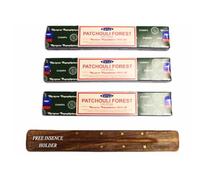 Satya PATCHOULI FOREST Nag Champa Incense Sticks Pack of 3 X 15G with Free Holder Agarbatti for Home, Outdoor, Aromatherapy, Spa, Yoga, Meditation, Healing