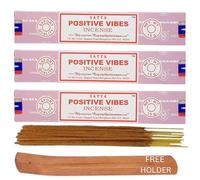 Satya Posative Vibes Nag Champa Incense Sticks Pack of 3 X 15G with Free Holder Agarbatti for Home, Outdoor, Aromatherapy, Spa, Yoga, Meditation, Healing
