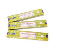 Satya Positive Energy Incense Sticks - 3 x 15g Boxes with JRose Incense Stick Burner - Uplifting Aromatherapy for Meditation, Relaxation, Home Fragrance & Spiritual Use