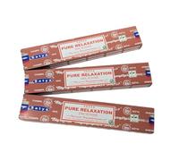 Satya Pure Relaxation Incense Sticks - 3 x 15g Boxes with JRose Incense Stick Holder | Natural Masala Incense for Calm, Yoga, Meditation, Aromatherapy | Handmade in India