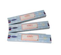 Satya Purify Incense Sticks - 3 Pack | Cleansing & Refreshing Fragrance | 45g Total | Hand-Rolled in India | With JRose Wooden Burner | Ideal for Meditation, Yoga, Home Use