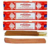 Satya, PYRAMIDS, Nag Champa, Incense Sticks, 3 Packs, Agarbatti | Multipack, Spiritual, Hand-Rolled, Natural, Non Toxic, Joss Sticks, With, Incense Stick Holder, For Yoga & Home Fragrance