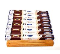 Satya Red & White Rose Incense Sticks - 6 x 20 Stick Packs (120 Total) - Charcoal-Free - Romantic Floral Scent - Includes JRose Wooden Burner - Natural Masala Incense Gift Set