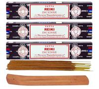 Satya REIKI Nag Champa Incense Sticks Pack of 3 X 15G with Free Holder Agarbatti for Home, Outdoor, Aromatherapy, Spa, Yoga, Meditation, Healing