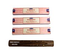Satya Romance Nag Champa Incense Sticks Pack of 3 X 15G with Free Holder Agarbatti for Home, Outdoor, Aromatherapy, Spa, Yoga, Meditation, Healing