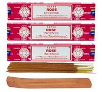Satya, ROSE, Nag Champa, Incense Sticks, 3 Packs, Agarbatti