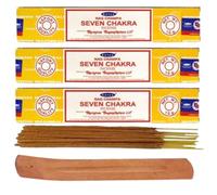 Satya, SEVEN CHAKRA, Nag Champa, Incense Sticks, 3 Packs, Agarbatti