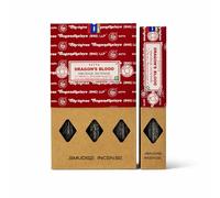 Satya Smudge Incense Sticks 12 Pack Set Choose Scent with JRose Wooden Incense Holder 25g Packs White Sage Nag Champa Palo Santo Dragon’s Blood Sandalwood Super Hit (Dragon's Blood)
