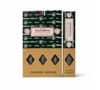 Satya Smudge Incense Sticks 12 Pack Set Choose Scent with JRose Wooden Incense Holder 25g Packs White Sage Nag Champa Palo Santo Dragon’s Blood Sandalwood Super Hit (Palo Santo)