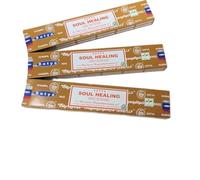 Satya Soul Healing Incense Sticks - 3 Pack | Aromatic Masala Blend for Relaxation & Meditation | Includes JRose Wooden Incense Stick Burner | Authentic Indian Hand-Rolled Sticks