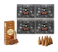 Satya Superhit Dhoop Cones with Stand, 4 Packs x 12 (48 Cones Total) + Rushant Sandal Saffron Dhoop Sticks (10) - Incense Set for Relaxation & Meditation