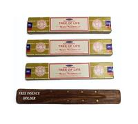 Satya TREE OF LIFE Incense Sticks Pack of 3 X 15G with Free Holder Agarbatti for Home, Outdoor, Aromatherapy, Spa, Yoga, Meditation, Healing