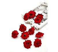 SATYAM KRAFT 12 Pcs Artificial Eden Valentine Rose Fake Fabric Head Rose Flowers for Home Decoration, Gift,Pooja Table, Cake Decor, Bouquet Making,Backdrop,Diwali Items Material (Red, 4 cm)