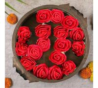 SATYAM KRAFT 12 Pcs Big Artificial Foam Rose Flower Heads | Red Floral Craft Flowers for Navratri, Diwali, Karwa Chauth, Durga Puja, Pooja Thali, Wedding, Mandap & Home Decoration (Red)