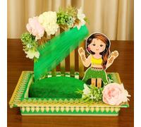 SATYAM KRAFT Wood 1 Pcs Mehndi Rectangular Handcrafted Platter Thali,Decorative Wedding Mehendi Plate for Bride,Bridesmaid,Dulhan,Handmade Tray for Shaadi,Haldi (Green)