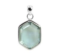 SATYAVIE JEWELLERY 925 Sterling Silver Aquamarine Pendant for Women | Oxidized Hexagon Cut Gemstone Charm | Handmade March Birthstone Jewelry | Anniversary Birthday Jewelry Gift
