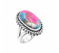 SATYAVIE JEWELLERY 925 Sterling Silver Gemstone Ring for Women, Handmade Oval Shape Gemstone Statement Ring, Vintage Boho Silver Jewelry, Birthstone Cocktail Ring Gift for Birthday Anniversary