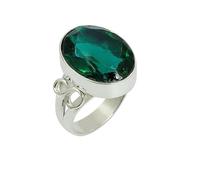 SATYAVIE JEWELLERY 925 Sterling Silver Handmade Amethyst Ring for Women | Oval Cut Gemstone Ring | February Birthstone Jewelry | Boho Statement Ring (Chrome Quartz, O)