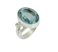 SATYAVIE JEWELLERY 925 Sterling Silver Handmade Amethyst Ring for Women | Oval Cut Gemstone Ring | February Birthstone Jewelry | Boho Statement Ring (Aquamarine, Z+1.5)