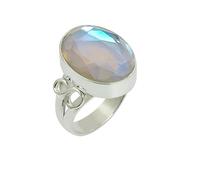 SATYAVIE JEWELLERY 925 Sterling Silver Handmade Amethyst Ring for Women | Oval Cut Gemstone Ring | February Birthstone Jewelry | Boho Statement Ring (Mystic Topaz, VW)