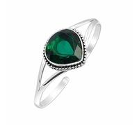 SATYAVIE JEWELLERY 925 Sterling Silver Plated Cuff Bangle - Heart Shape Chrome Quartz Gemstone - Handmade Designer Bracelet for Women - Minimalist Fashion Jewelry Gift for Birthday & Christmas