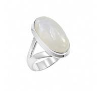 SATYAVIE JEWELLERY 925 Sterling Silver Rainbow Moonstone Ring for Women, Birthstone Ring, Handmade Oval Gemstone Statement Rings, Boho Silver Jewelry Anniversary Birthday Gift (RMS, N)