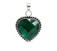 SATYAVIE JEWELLERY Heart Shaped Amethyst Gemstone Pendant 925 Sterling Silver Handmade Oxidized Jewelry for Women Birthstone Retro Design Pendant (Chrome Quartz)