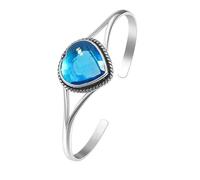 SATYAVIE JEWELLEY Swiss Blue Topaz Gemstone 925 Sterling Silver Plated Bangle for Women | Oxidized Handmade Cuff Bangle | Adjustable Boho Jewelry Gift | Vintage Rope Design (Swiss Blue Topaz)