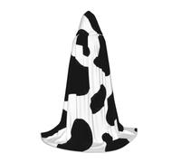 satyuw Cow Spot Print Carnivals Hooded Cloak Cosplay Unisex Costume For Wizard Gothic Events Wear Cape